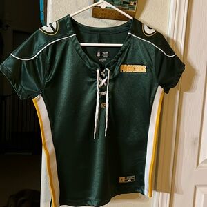 Green Bay Packers short sleeved jersey.